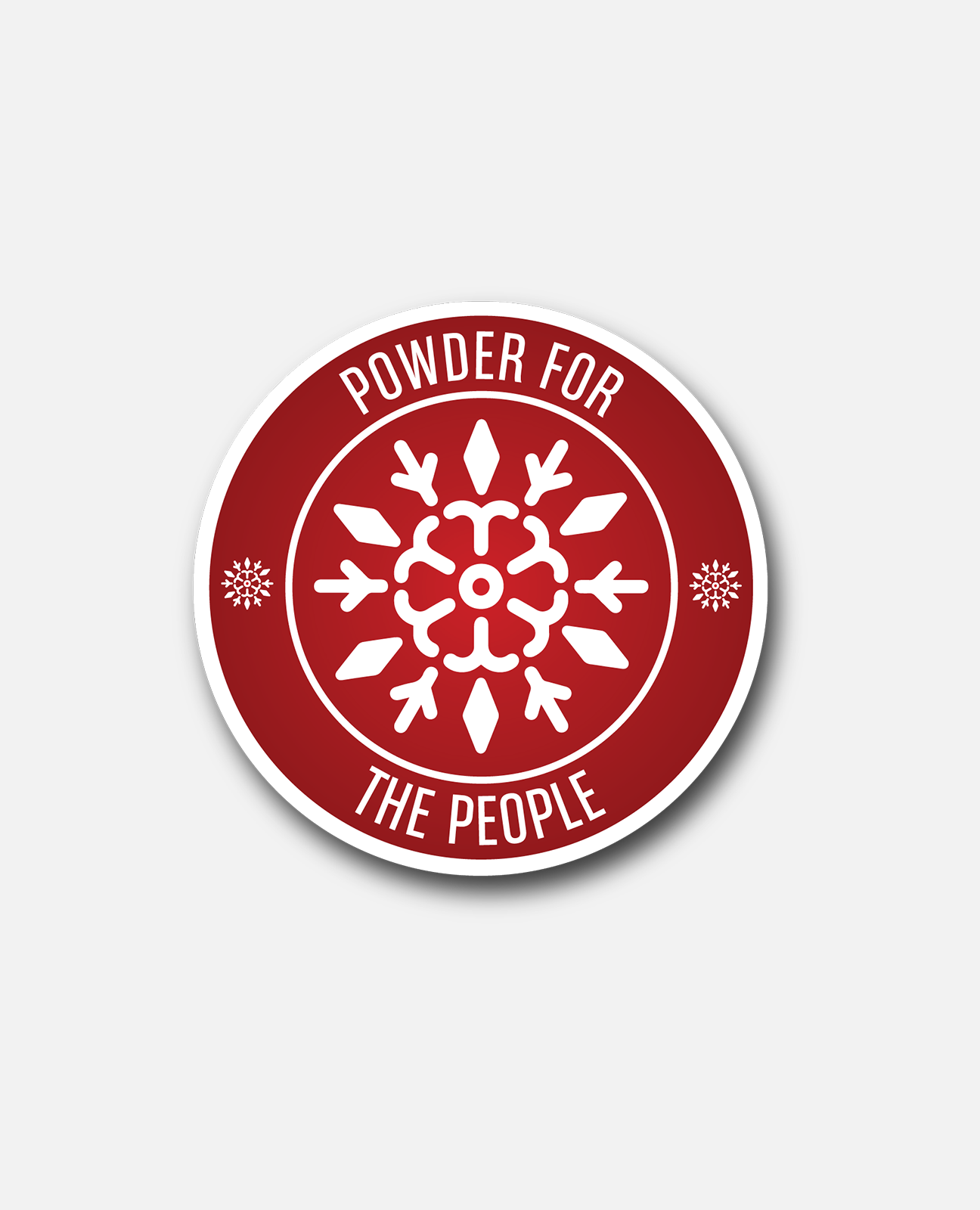 Sticker with Powder the People snowflake graphic